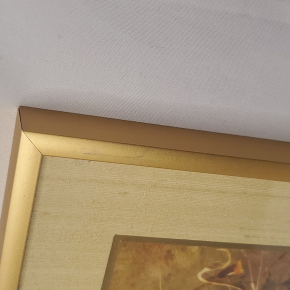 Framed Floral Art Mini Print Yellow with Gold Tone Frame - Picture 4 of 5